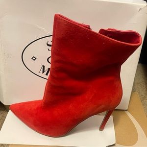 Red suede Steve madden booties